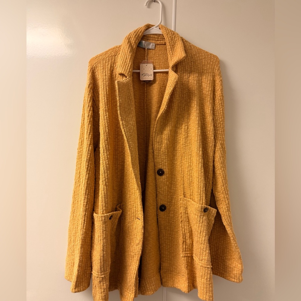 Free People FP Beach Womens Textured Boho Jacket Size medium Beige Gold NWT